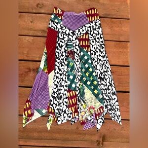 Vtg Y2K Alberto Makali Sz 2 S Mesh Fairy Skirt Patchwork Print Handkerchief Hem